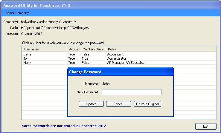 Password Utility for Sage 50/Peachtree